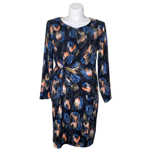 NYDJ Black Melting Ikat Twist Front Dress, Long Sleeves Women's Size 16 - Picture 3 of 13